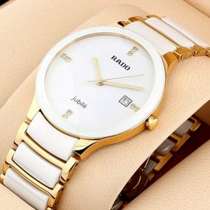 Rado Jublie White & Gold Ceramic Watch Wristwatch for men waterproof .